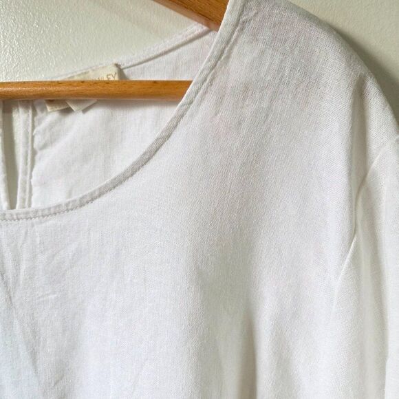 EUC CYNTHIA ROWLEY WHITE LINEN BLEND WHITE BELL SLEEVES TOP SIZE 1X - Picture 7 of 15